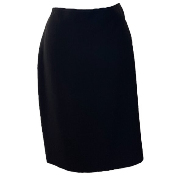 St. John Black Fully Lined Silk Skirt with Zipper Closure and Back Seam Slit - Picture 1 of 2